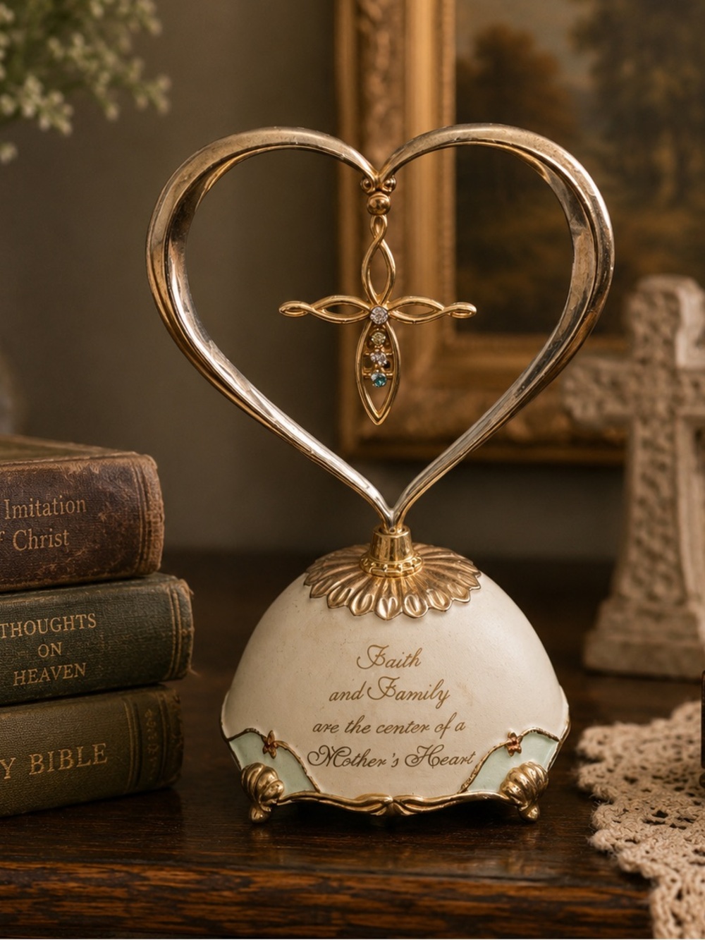 Ardleigh Elliott 1999 Mother’s Heart Christian Cross Music Box